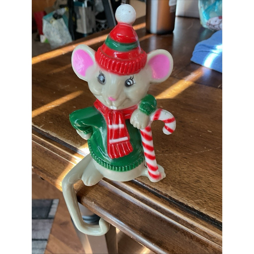 Vintage JSNY Christmas Mouse Shelf Sitter Stocking Holder Hong Kong